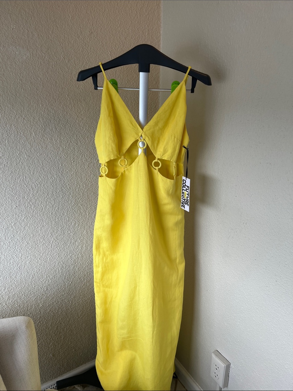 Target Yellow Spaghetti-Strap Maxi Dress with Ring Cutouts